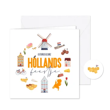 Uitnodiging Hollands feestje thema molen borrel